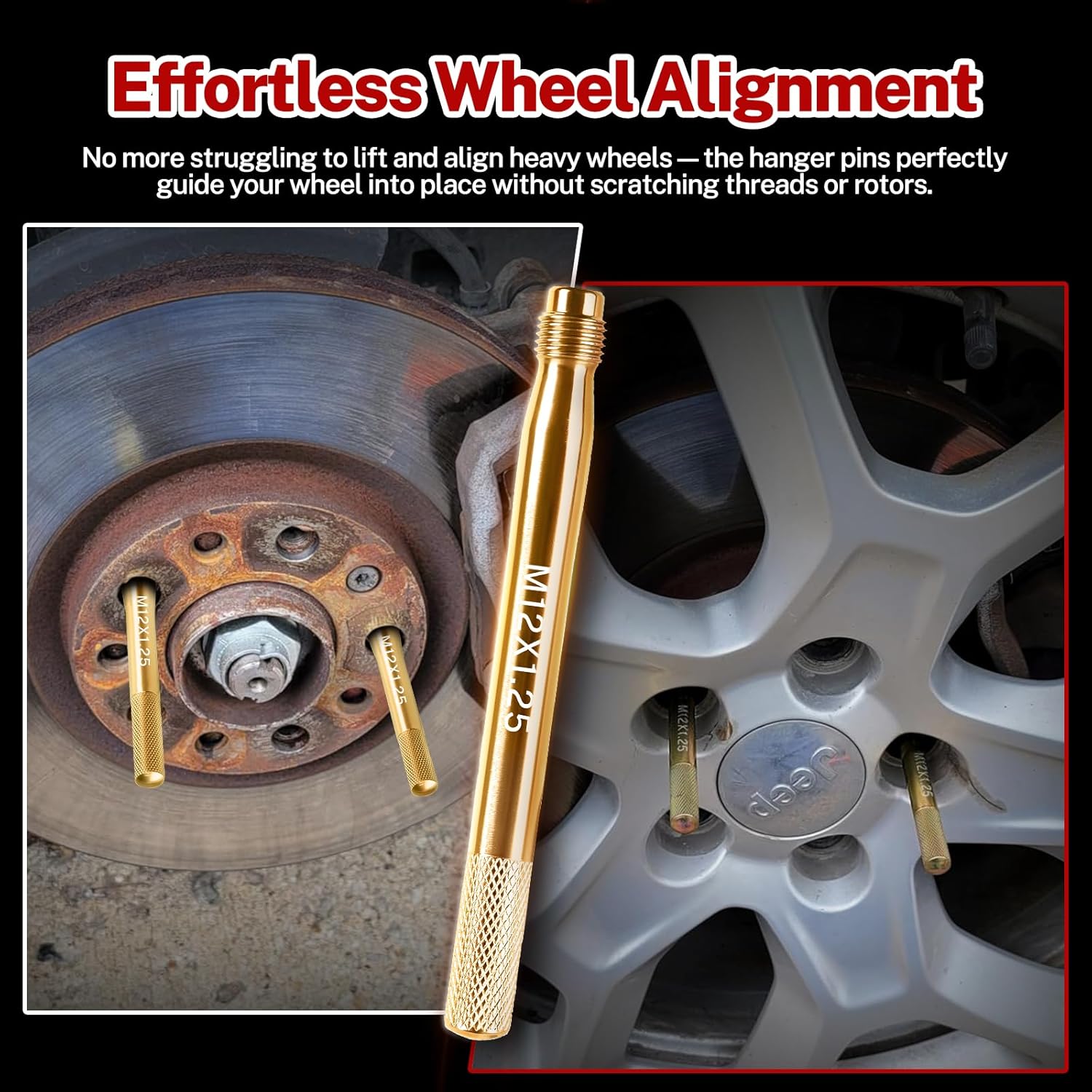 BILITOOLS 14 Piece Master Wheel Hanger Alignment Pin Set, Wheel Stud Pilot Pinds M12x1.25, M12x1.5, M12x1.75, M14x1.25, M14x1.5, M16xP1.5, M12xP1.5