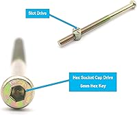 Vista 3 de binifiMux Tornillos de litera M8, tuercas de barril M8 para cama, litera de medio hilo M8 x 4.724 in, repuesto de accesorios para muebles de barril