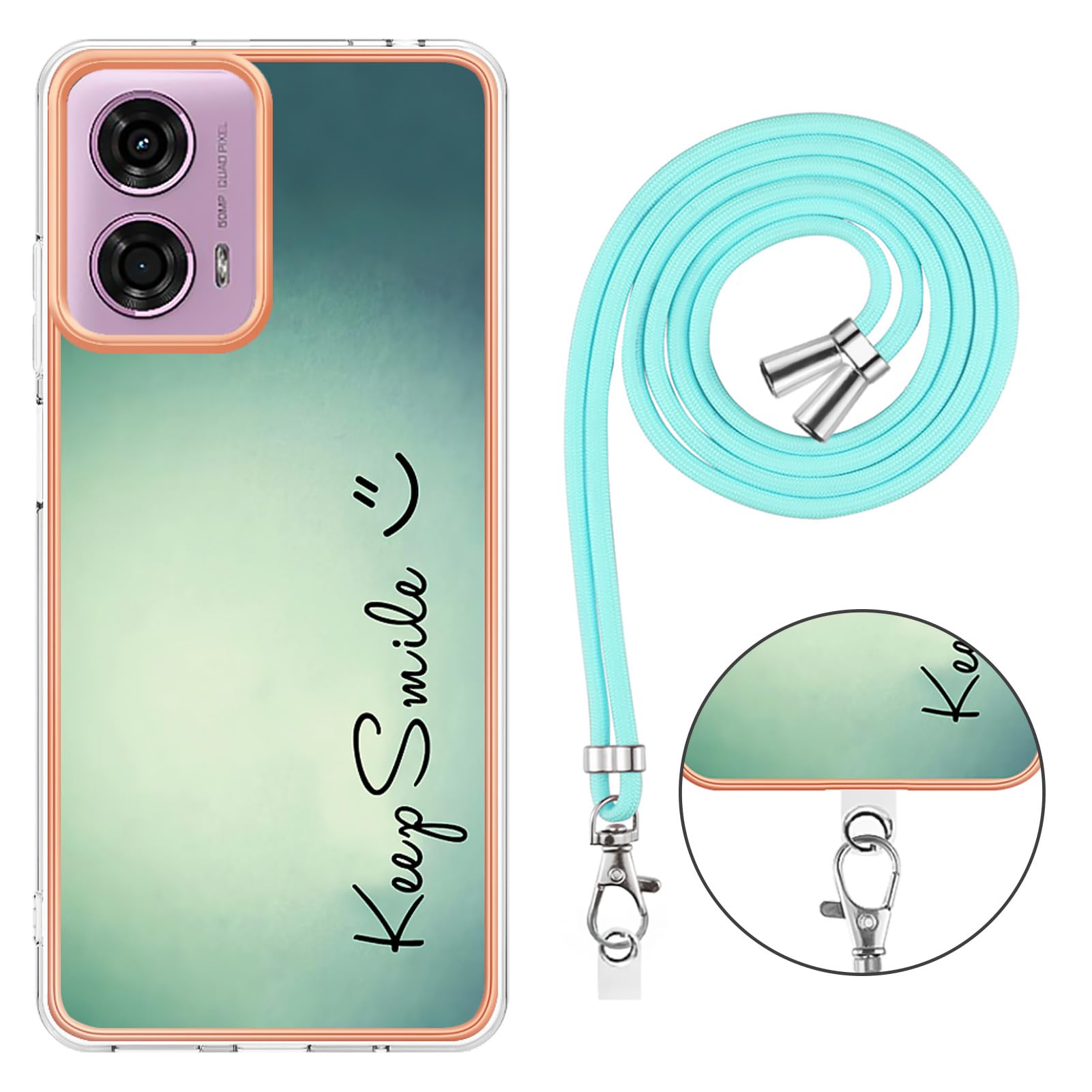 Handykette Für Motorola Moto G24 / G04 – Mit Transparenter Hülle & Verstellbarem Band – Schwarz