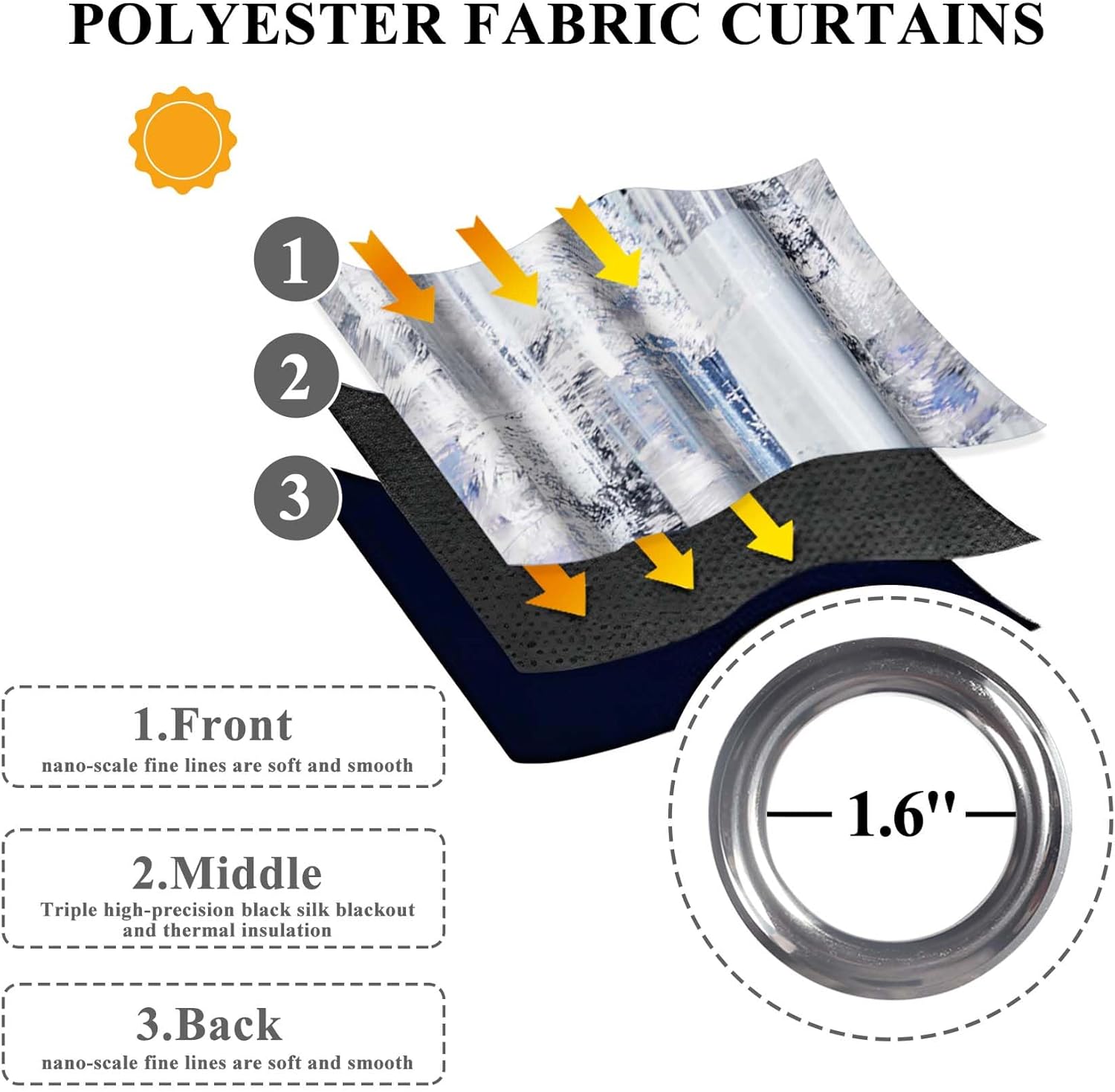 Baocicco Blue Curtains 2 Panels Abstract Rust Curtain 63 Inch Long, Room Darkening Grommet Window Treatments Modern Decorative for Bedroom Living Room, 42Wx63L