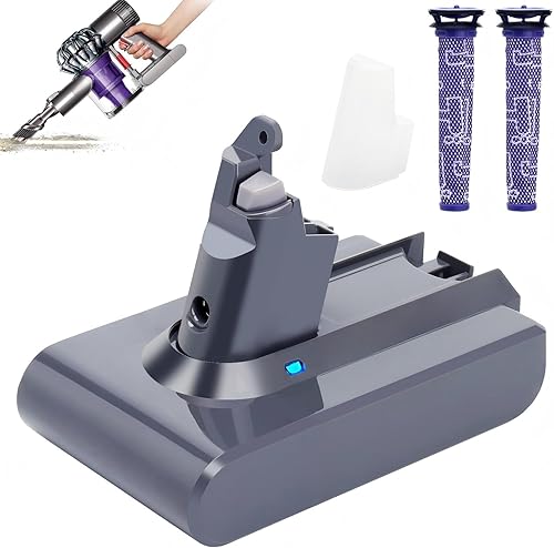 Lasica Batería de repuesto V6 con 2 filtros, compatible con Dyson V6 SV03 SV04 SV05 SV06 SV07 SV09 DC58 DC59 DC61 DC62 DC72 DC74, V6 Animal, V6