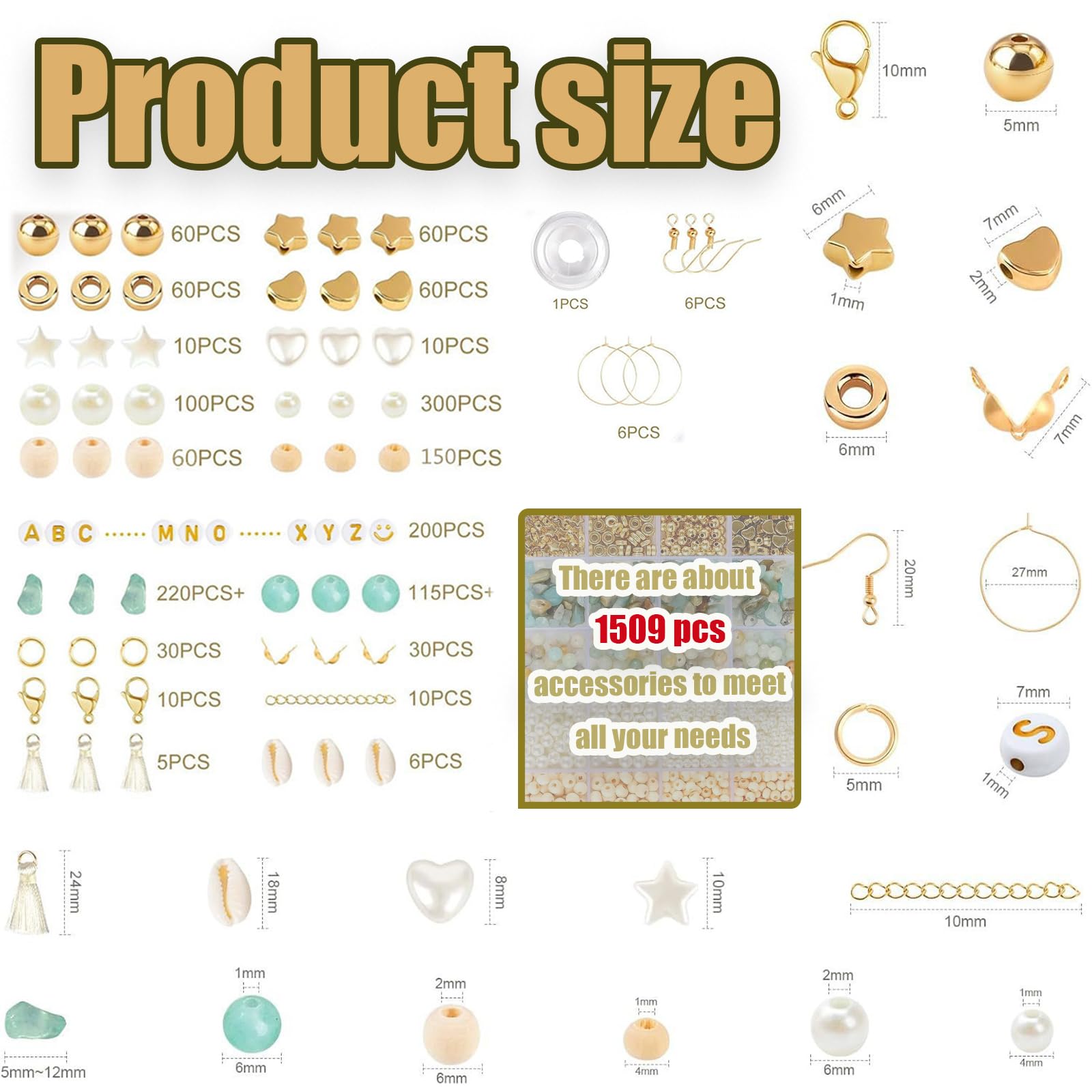 Perline Per Braccialetti, Perline di Semi con Perlines di Lettere, Kit Fai da Te Kit per la Creazione di Gioielli Pietre Preziose Naturali per Gioielli Braccialetti Collane Orecchini, Accessori