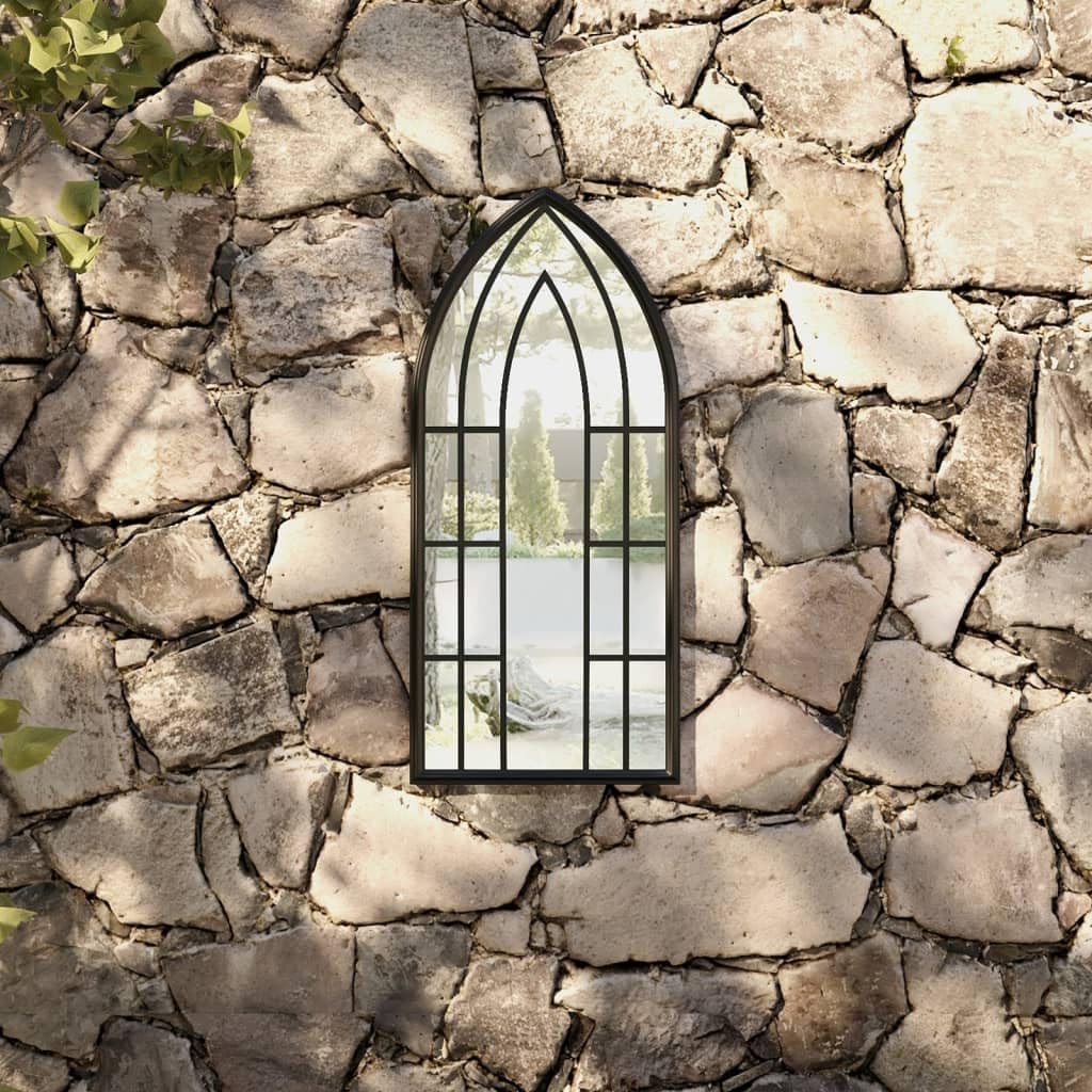 Generico Specchio da Giardino Nero 70x30 cm in Ferro per Uso Esterno,Casa e Giardino,Arredo,Specchi-318356