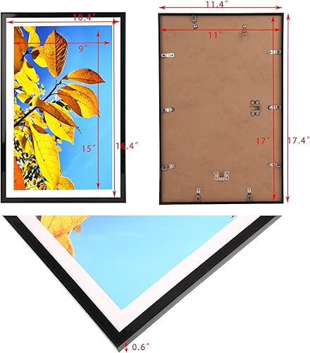 Miniatura 6 de Aynoo Marco negro para póster de 11 x 17 pulgadas, para fotos de 11 x 17 o 9 x 15 pulgadas, marco de collage para montaje en pared, negro, paquete