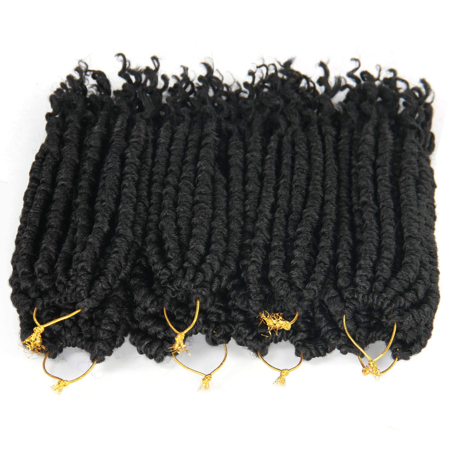 8Pack 12 Inch Crochet Hair Spring Senegalese Twist Crochet Braids Curl End Braid Hair Extensions Spring Twist Crotchet Hair for Black Women (12inch, Black(1B#))
