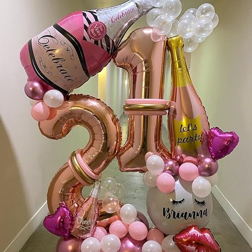 Vista 36 de Globos de oro rosa con el número 80, globos gigantes grandes de 40 pulgadas, globos de aluminio de Mylar de oro rosa con números 80 para fiesta