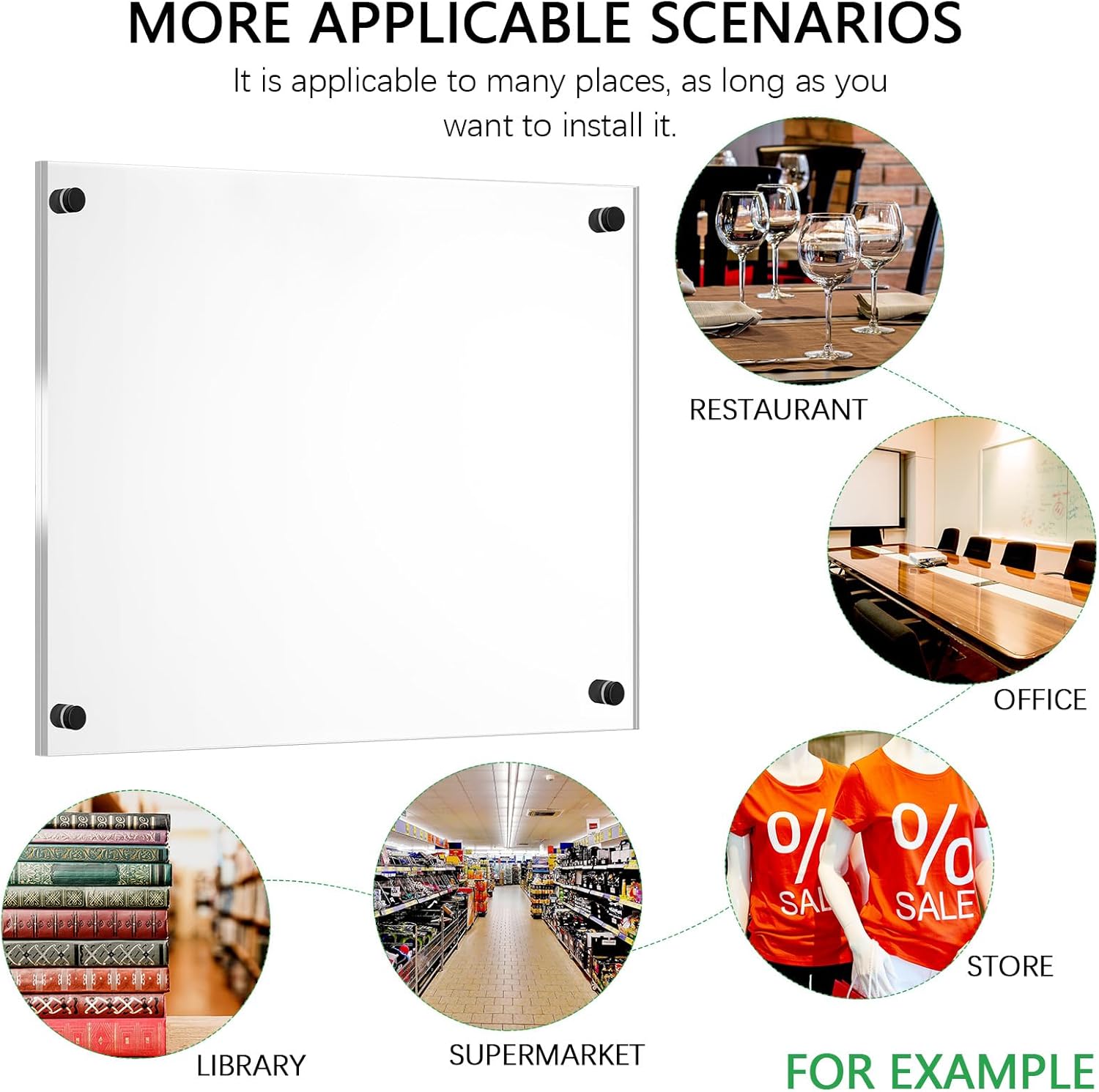 Yalikop 4 Pcs Acrylic Floating Picture Frame 8.5 x 11 Inches Wall Mount Frameless Photo Frames Double Panel Clear for Home Office Photo Display, Full Size 9.6 x 13.2 Inch (Black)