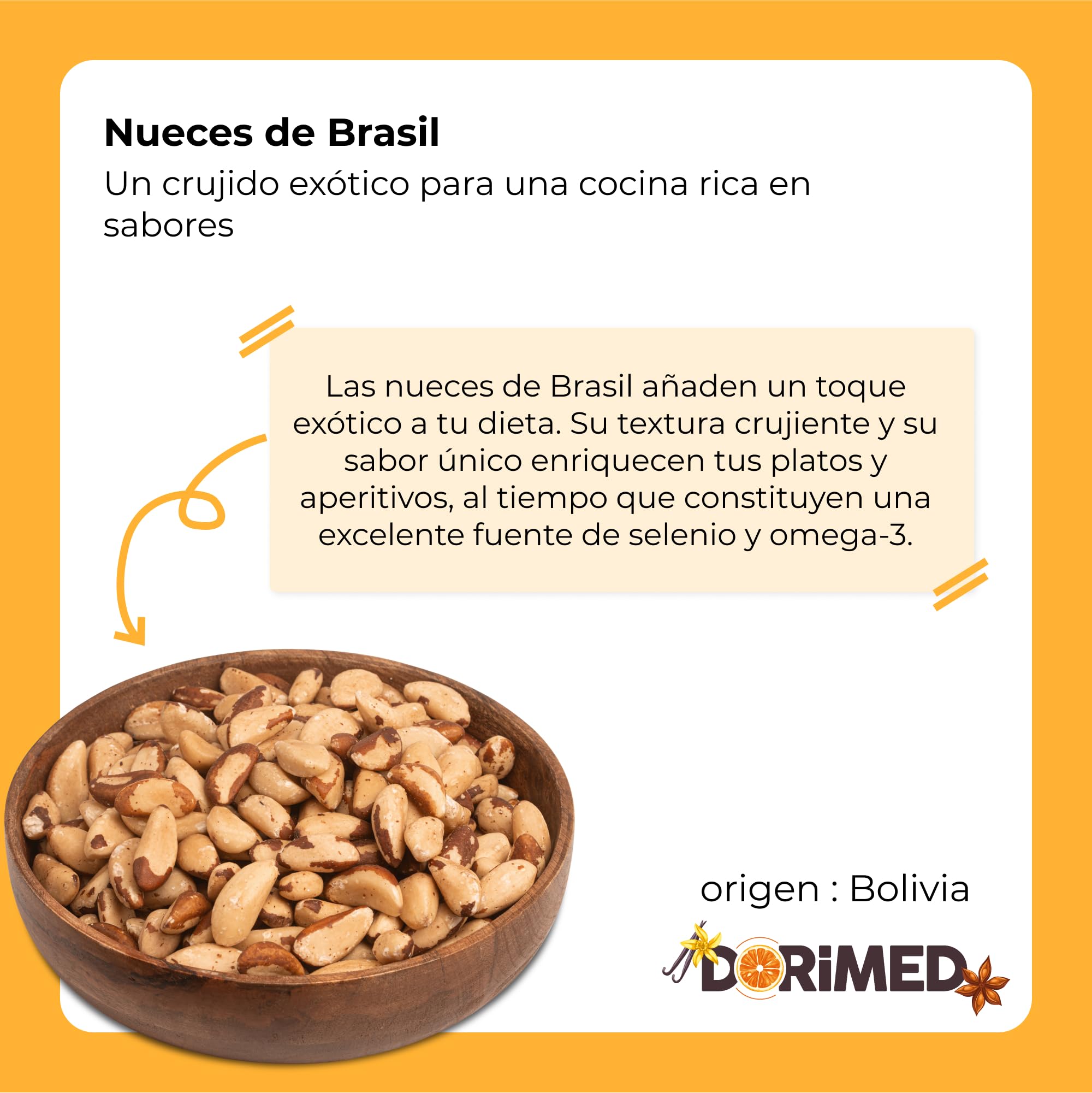 Nueces de Brasil Enteras | 1 Kg de Nueces de Brasil de origen 100% natural | Sin cáscara | Fruto Seco Crudo y Sin Sal | No tostadas | IDEAL para recetas | Veganos y Vegetarianos | Dorimed