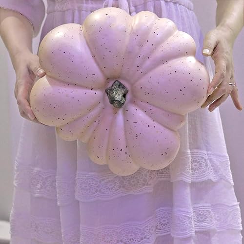 Miniatura 4 de WsCrofts Calabaza artificial grande, 12.6 pulgadas, hecha a mano, para otoño, cosecha, festival, Acción de Gracias, Halloween, decoración (motas