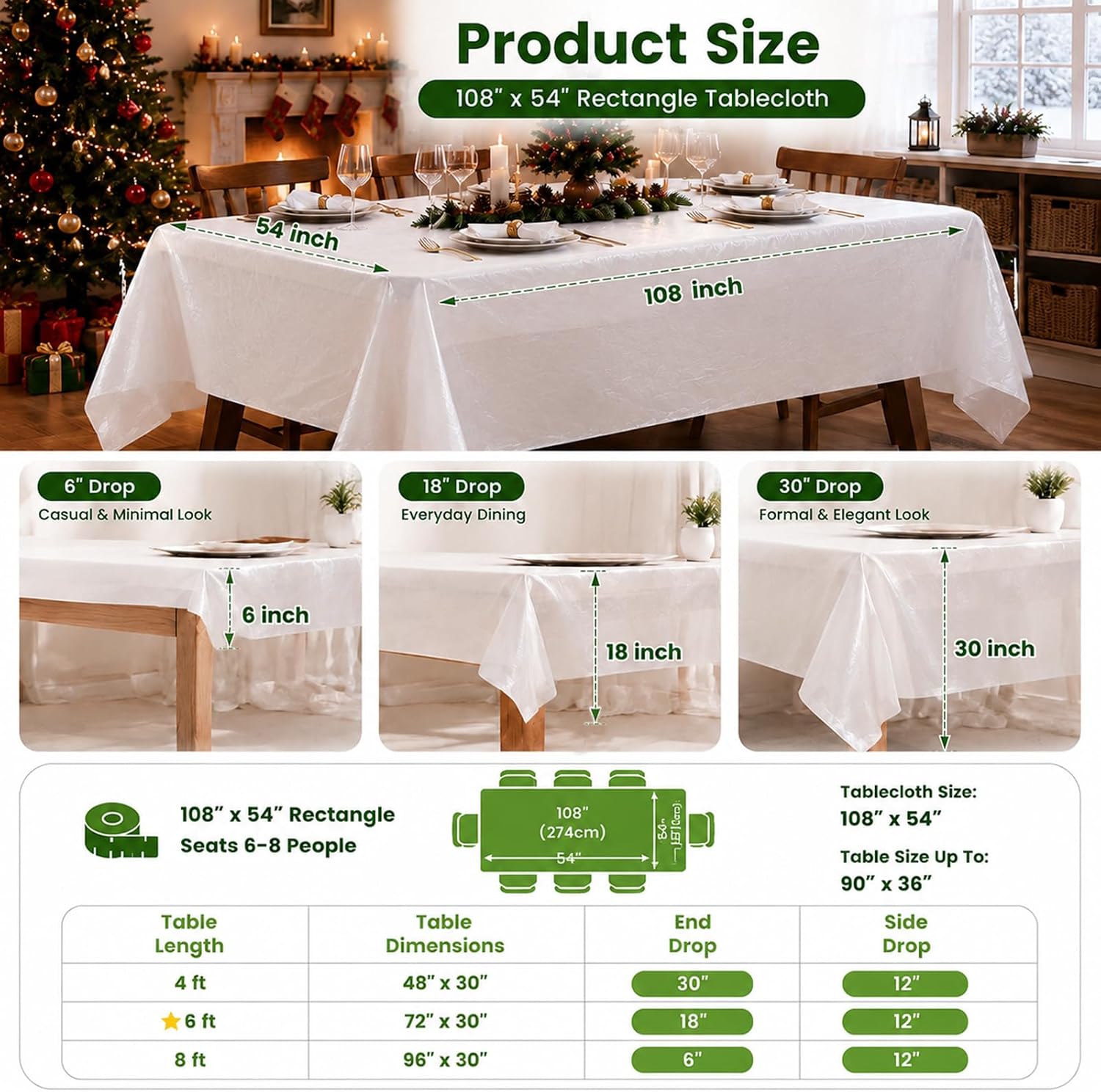 Biodegradable Plastic Table Cloth, 8 Pack, 54 x 108 Inch image 4