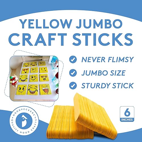 Miniatura 4 de Paquete de 100 palitos amarillos para manualidades, palitos de cera y depresores de lengua de Acción de Gracias, de 6 pulgadas, paquete de 100