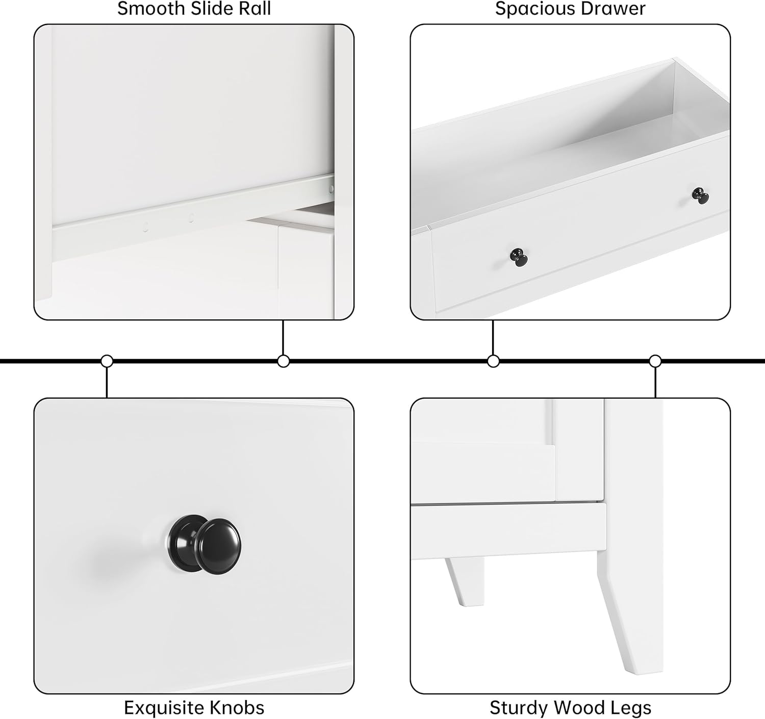 5 Chest of Drawer for Bedroom, Modern Dresser Storage Organizer with Deep Drawer & Handle for Living Room, White
