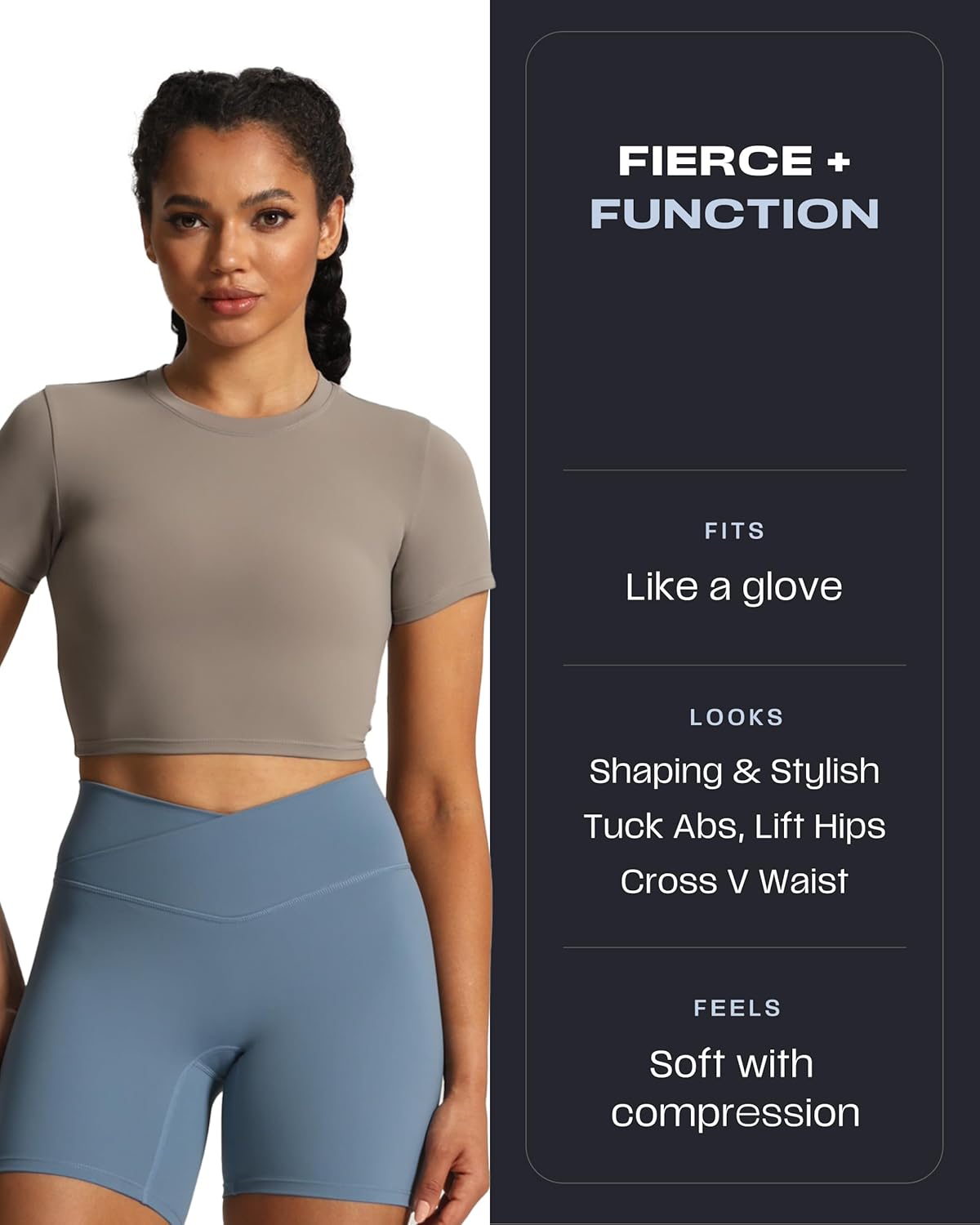 Aoxjox Trinity Workout Biker Shorts for Women Cross-Waist Crossover High Waisted Tummy Control Athletic Running Yoga Short 6" - Image 2