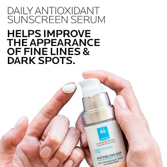 La Roche-Posay Anthelios AOX Daily Antioxidant Serum with SPF, Face Moisturizer with Sunscreen and Vitamin C & E, Oil Free Face Sunscreen for Sensitive Skin, Moisturizing Sun Protection