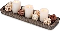 Vista 1 de Hanobe Bandeja de centro de mesa de madera rústica: candelabros decorativos, candelabros largos de granja, centro de mesa de madera para comedor