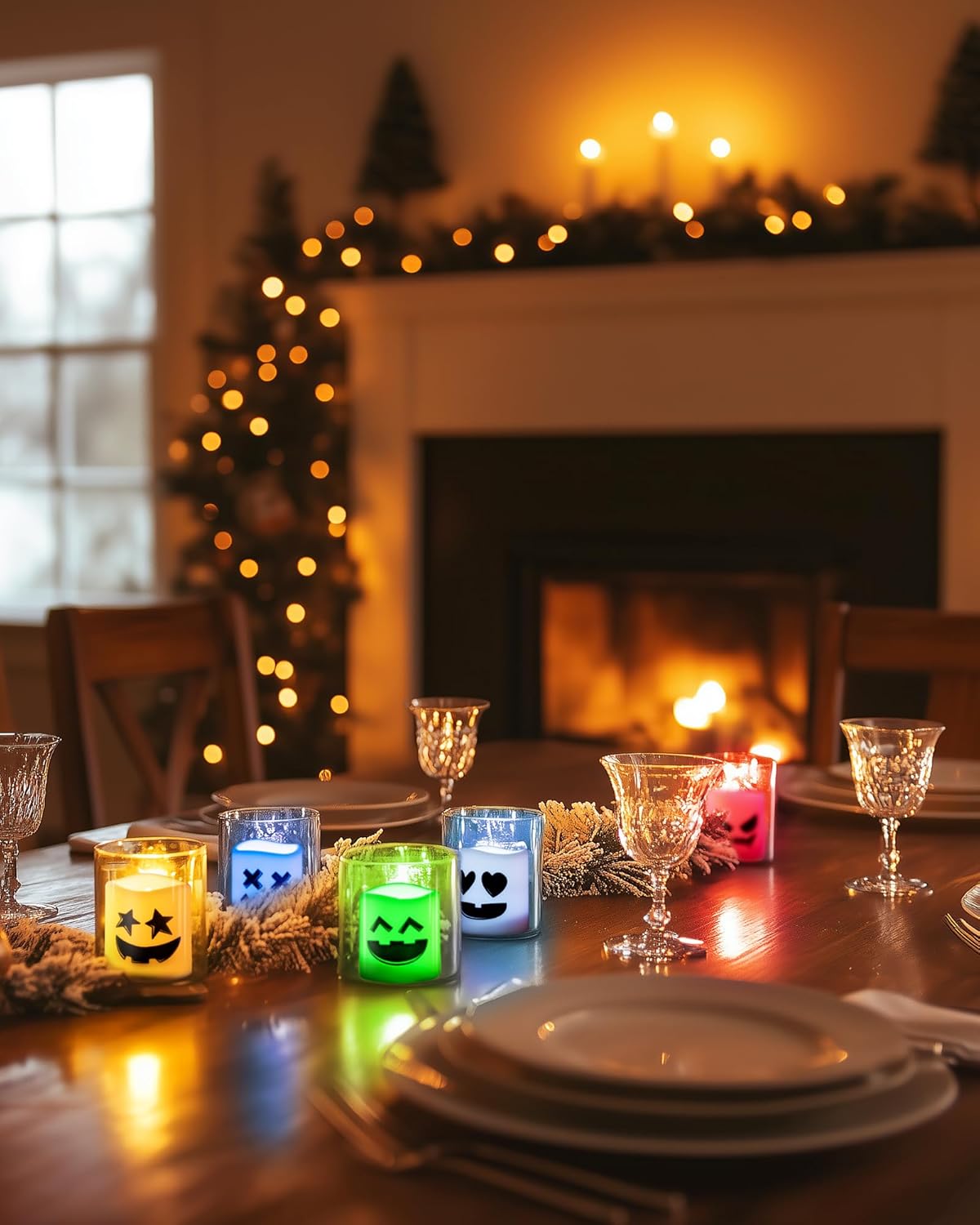 Homemory 12Pack Remote Control Flameless Candles, 400+Hour Flameless Candles, 2/4/6/8H Timer Led Votive Candles, 6 Color Battery Operated Tea Lights for Holidays, Pumpkins, Christmas, Party Decor