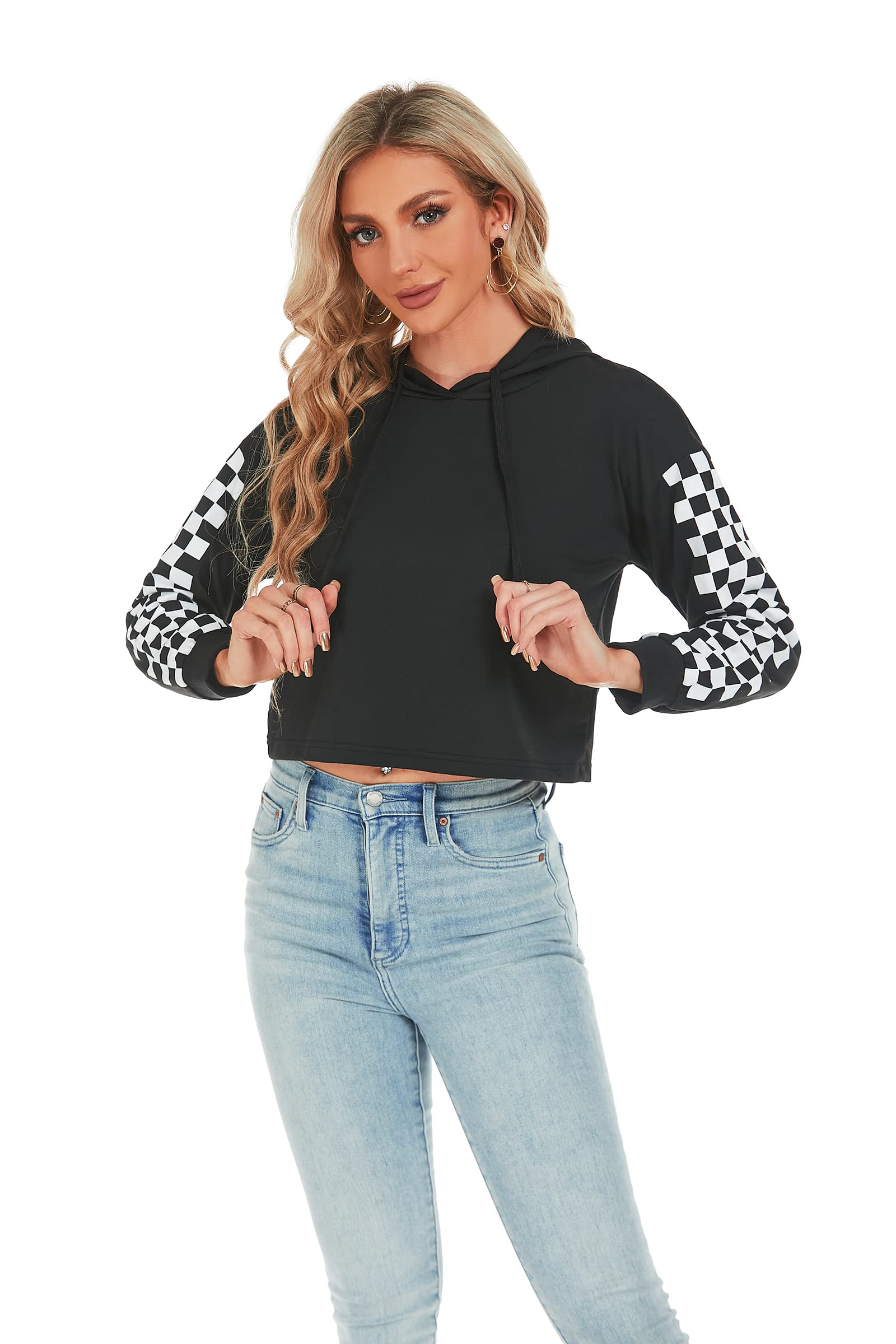 Felpa da donna a maniche lunghe, con cappuccio - Nero - X-Large