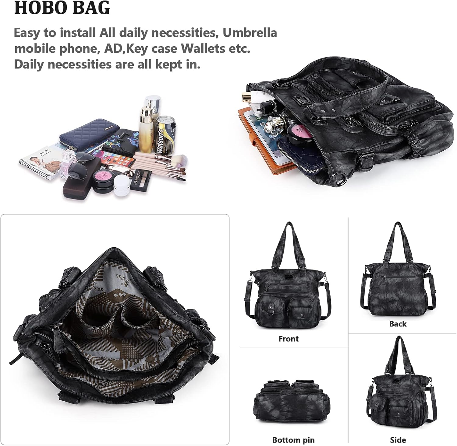 Angelkiss Purses and Handbag for Women Soft Leather Hobo Bags Satchel Shoulder Bags Ladies Tote Crossbody Bag | Purses, Handbag, Soft Leather, Ladies, Purses, Handbag - Image 6