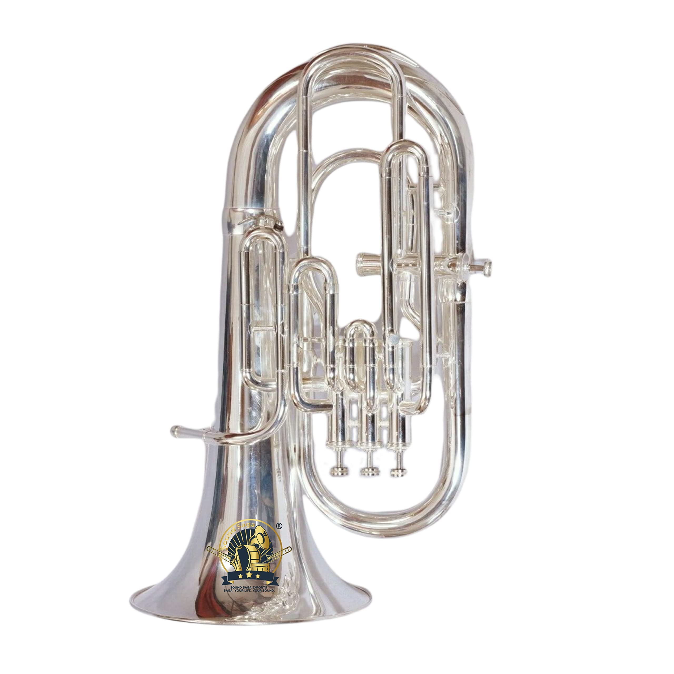 SOUND SAGA® Euphonium 4 Valve, BB Pitch, Premium Quality Including Mouthpiece & Carry Case (NICKEL)