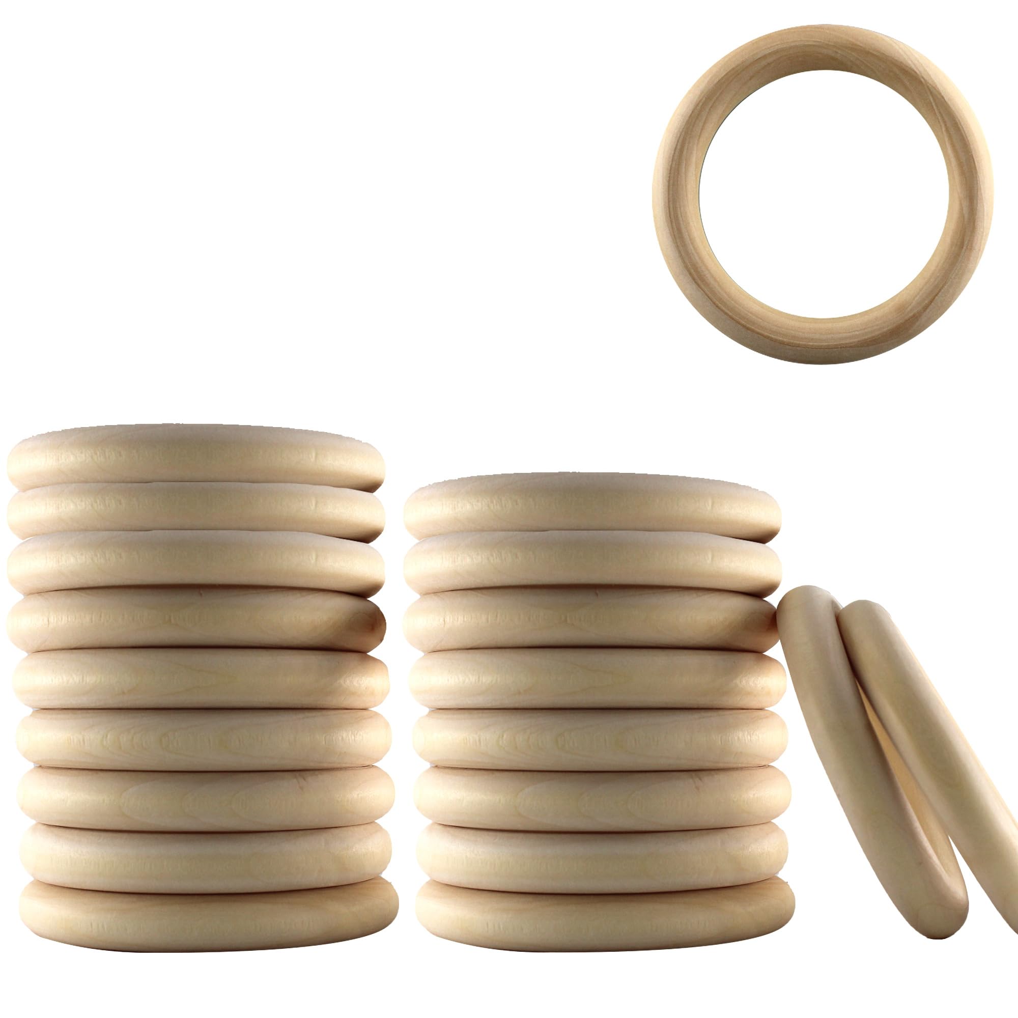 Photo 1 of AUXBC 20PCS Unfinished Wooden Rings, 70mm/2.8" Natural Smooth Wooden Circles Rings for DIY Craft Pendant Connectors Jewelry Making