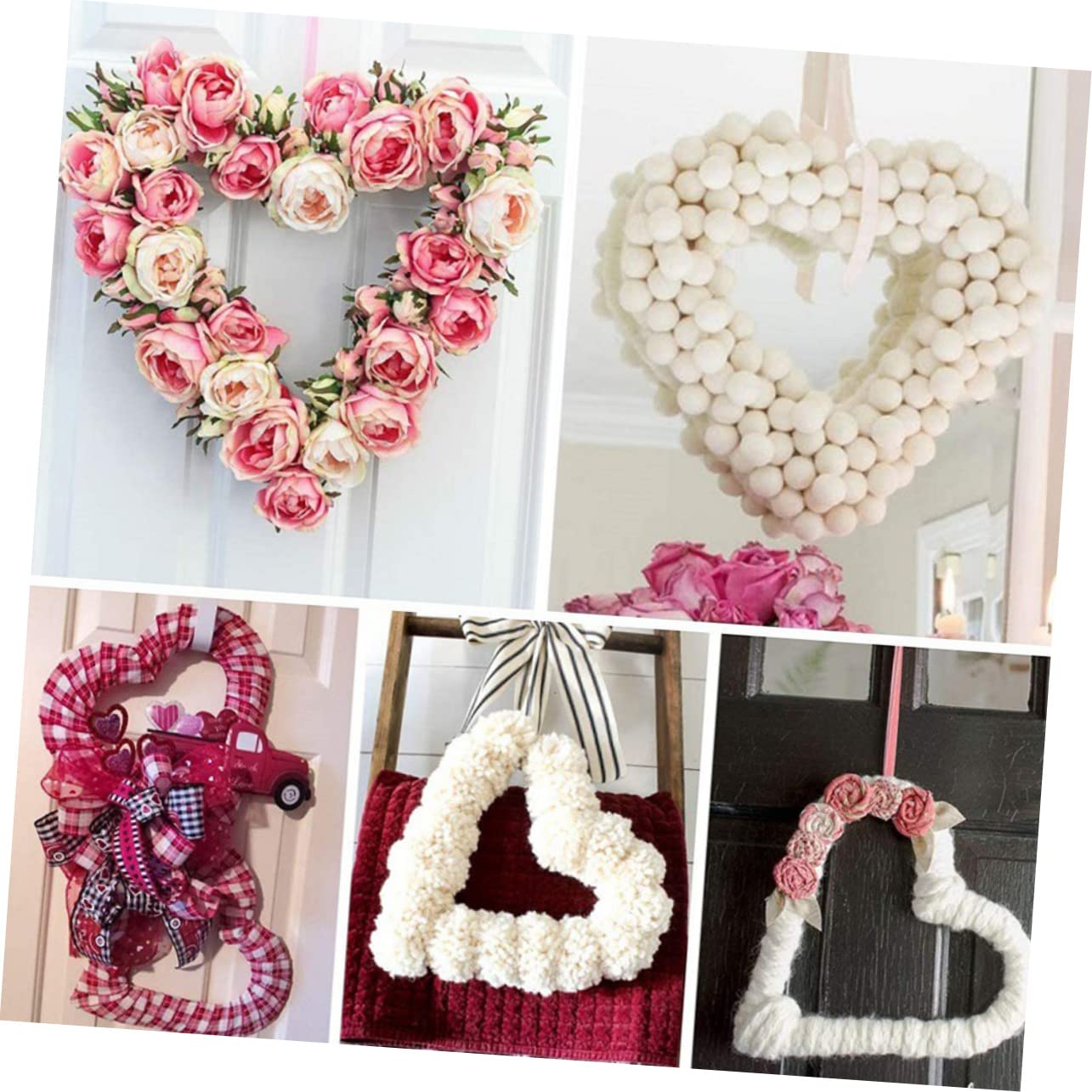 Cabilock 2 Sätze Kranz Gold Flaggen Quastengirlande Heimwerken Wanddekoration Aus Korbgeflecht Künstliche Blüten Artificial Flower Гирлянда Eisenrahmen Girlande DIY Rahmen Green 4 Stück * 2