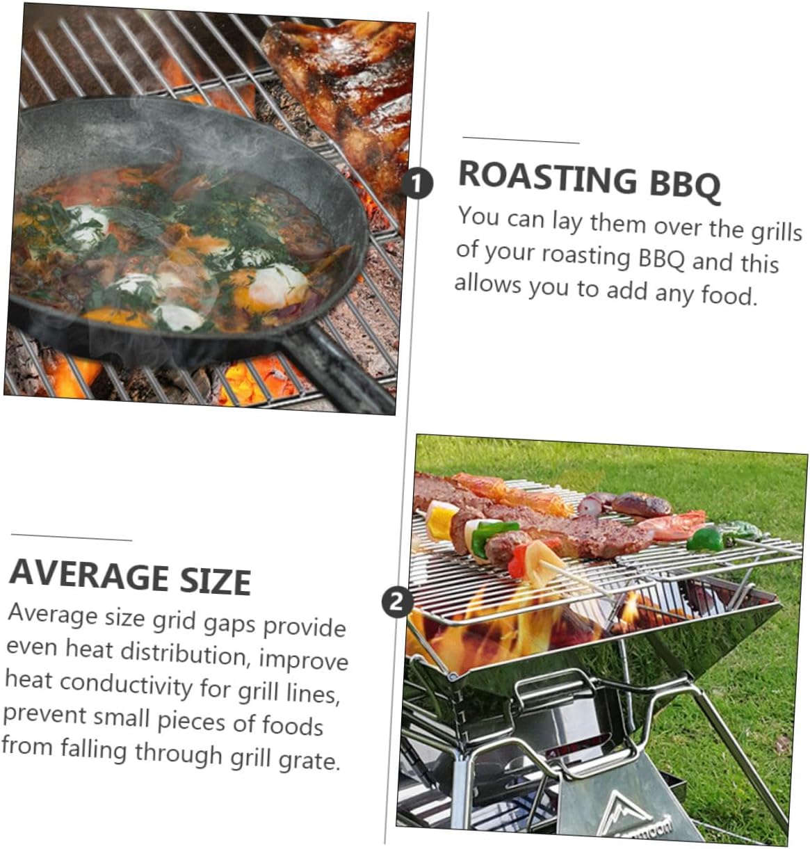 PRETYZOOM Portable Stainless Steel Camping Grill Foldable Barbecue Rack Heat-resistant Anti Outdoor Picnic Fishing and Bbq Activities