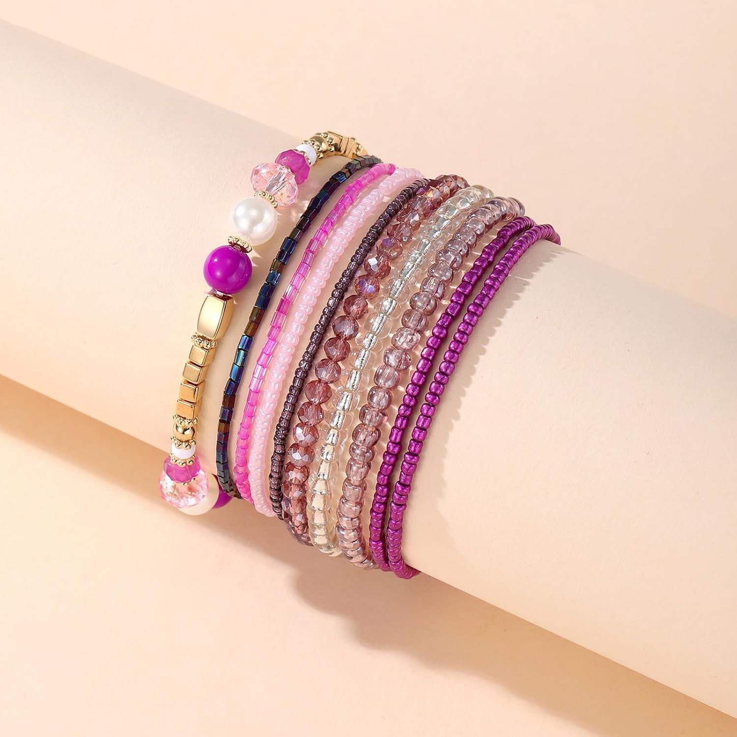 MengPa Beaded Bracelets for Women Trendy Stacks Boho Bead Bracelet Pack Friendship Jewelry - Image 7