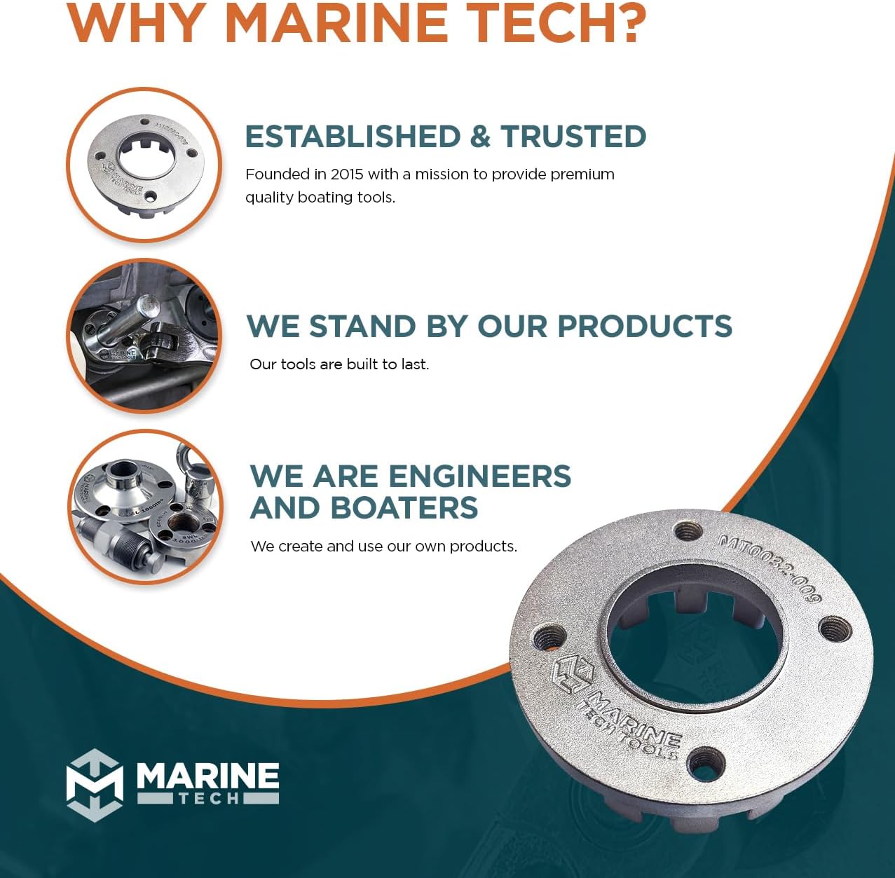 Marine Tech Tools Retaining Ring Wrench 83mm OD, 12 Tooth - Attachment to Wrench Handle (AMT0031) - Fits on Suzuki DF60, DF70, DT90, & DT100 Gearcases