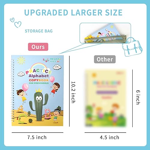 Miniatura 3 de LUCKFUTURE Libro de práctica de escritura a mano ranurada, cuadernos mágicos para niños, juego de práctica de escritura a mano, libro de caligrafía