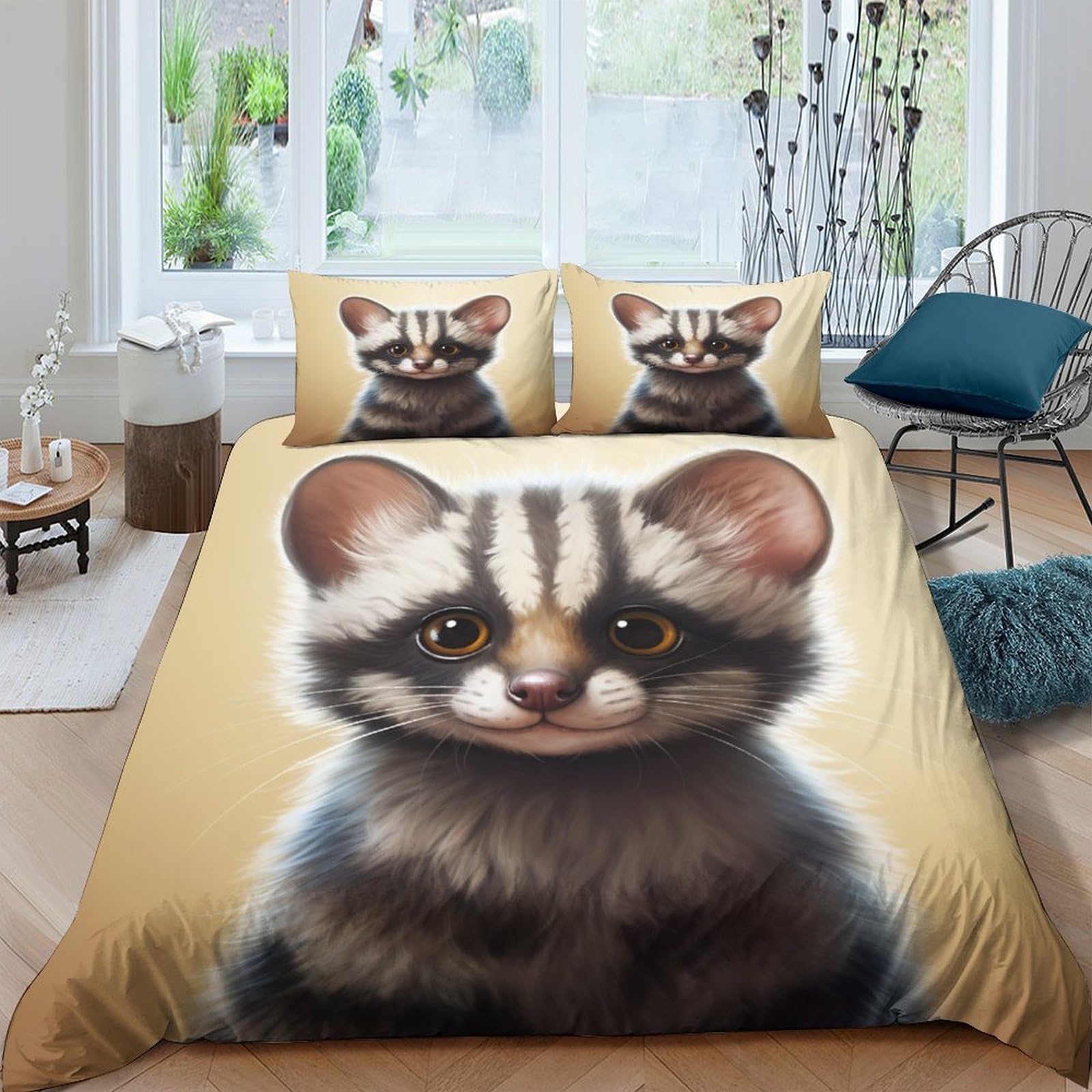 Housse de couette chat 200x200 avec ses 2 taies d'oreiller