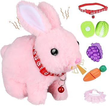 Jimate Bunny Toys for Kids Aged 3-7, Hopping Bunny Toy with Realistic Jumping, Wiggling Ears, and Sound Effects, Ideal Rabbit Toys for Girls and Boys for Birthdays, Easter