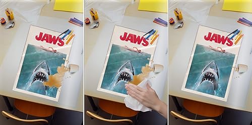 Miniatura 4 de Jaws, póster de película (estilo regular, retro, vintage, tamaño: 24 x 36 pulgadas) (póster laminado y tiras) Tiras laminadas para póster y