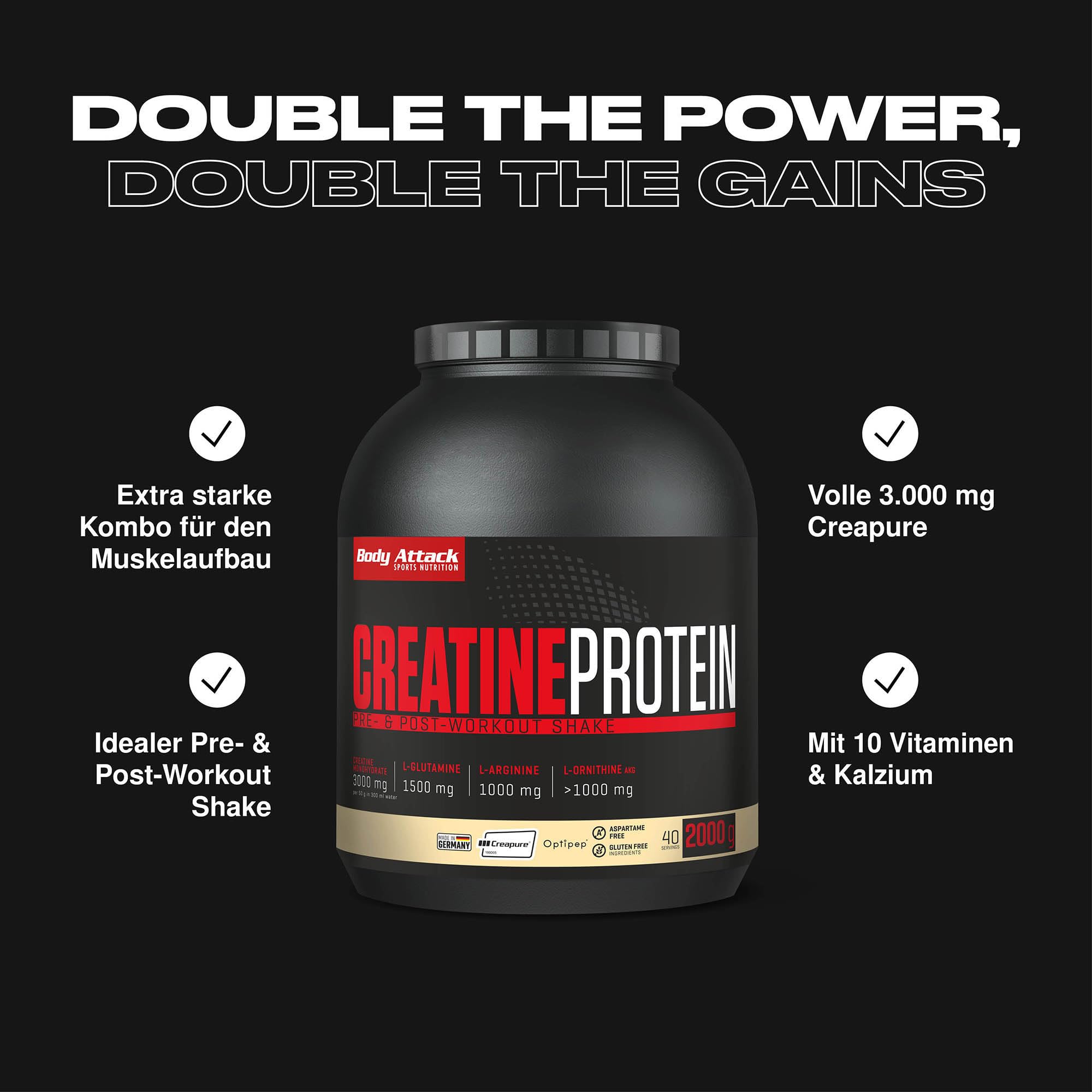 Body Attack Creatine Protein, Vanille (1 x 2 kg)