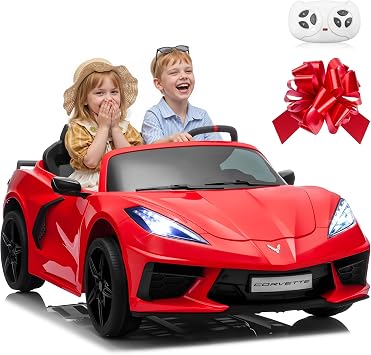 24V Ride on Toys for Big Kids, Licensed Chevrolet Corvette C8 2 Seater Ride On Car w/800W Motor, 4-Wheeler Suspension, Remote Control, Led Light, Bluetooth, 24volt Ride On for Boys Girls