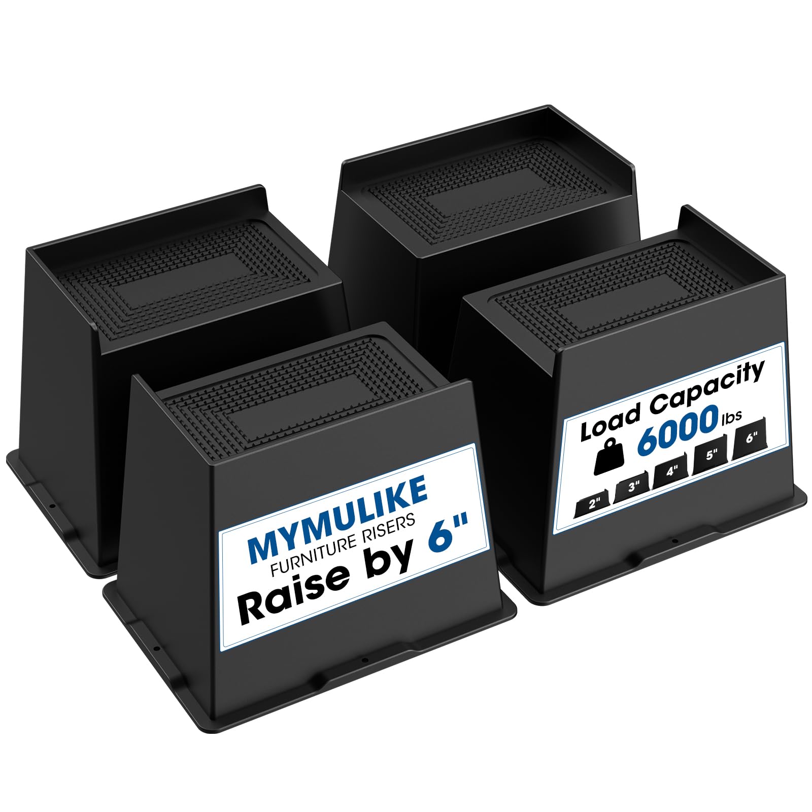 MYMULIKE Bed Risers L Shape Rectangle 6 inch