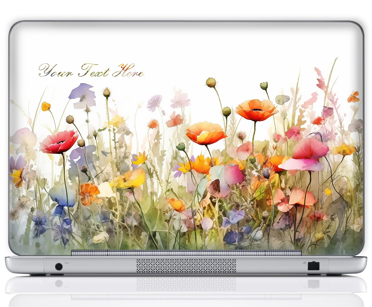 Custom Design Personalized Laptop Skin Sticker Cover Art Decal, Customize with Your Name or Text (13 Inch, Wild Flowers 2)