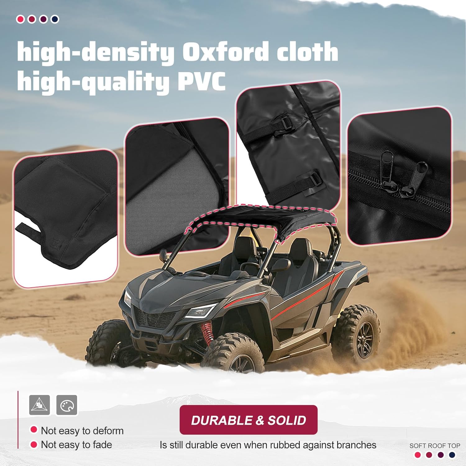 Soft Roof Top w/Zipper Mesh Window Compatible with 2022-2023 CF-Moto Zforce 950 H.O. Sport/EX / 2020-2022 CF-Moto Zforce 950 Sport Roof Top, Soft Top Sunshade Shade Top Plastic Black