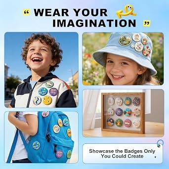 Button Maker Machine 3 Sizes, DIY Pin Maker Machine 1+1.25+2.25 inch, Interchangeable Button-Models Badge Button Press Machine with 300 Sets 25+32+58mm Button Maker Supplies&Circle Cutter 2026 Upgrade