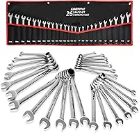 Vista 13 de Egofine Llave combinada métrica de trinquete de 0.315 in, llave de engranajes de grado industrial con diseño de 12 puntos, trinquete de 72 dientes