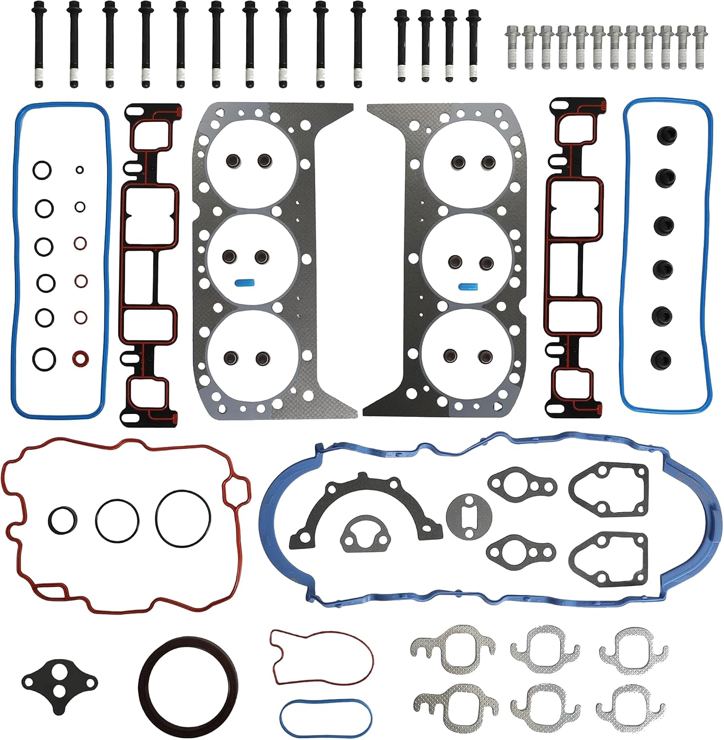 HS9354PT-6 Full Gasket Set w/Head Bolts Fit For Chevrolet Astro Blazer C1500 K1500 Express 1500 2500 P30 Silverado 1500 GMC C1500 Jimmy Isuzu Oldsmobile 4.3L V6 Vortec 1996-2006 OS30680R ES74034