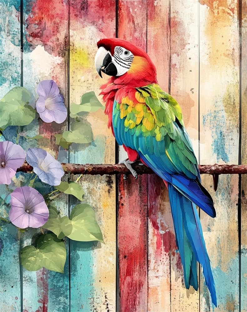 Henypt Bead Embroidery Kit On Art Canvas -Beautiful Parrot DIY Beadwork Kit Embroidery Pattern Gift for Her DIY Craft Kit