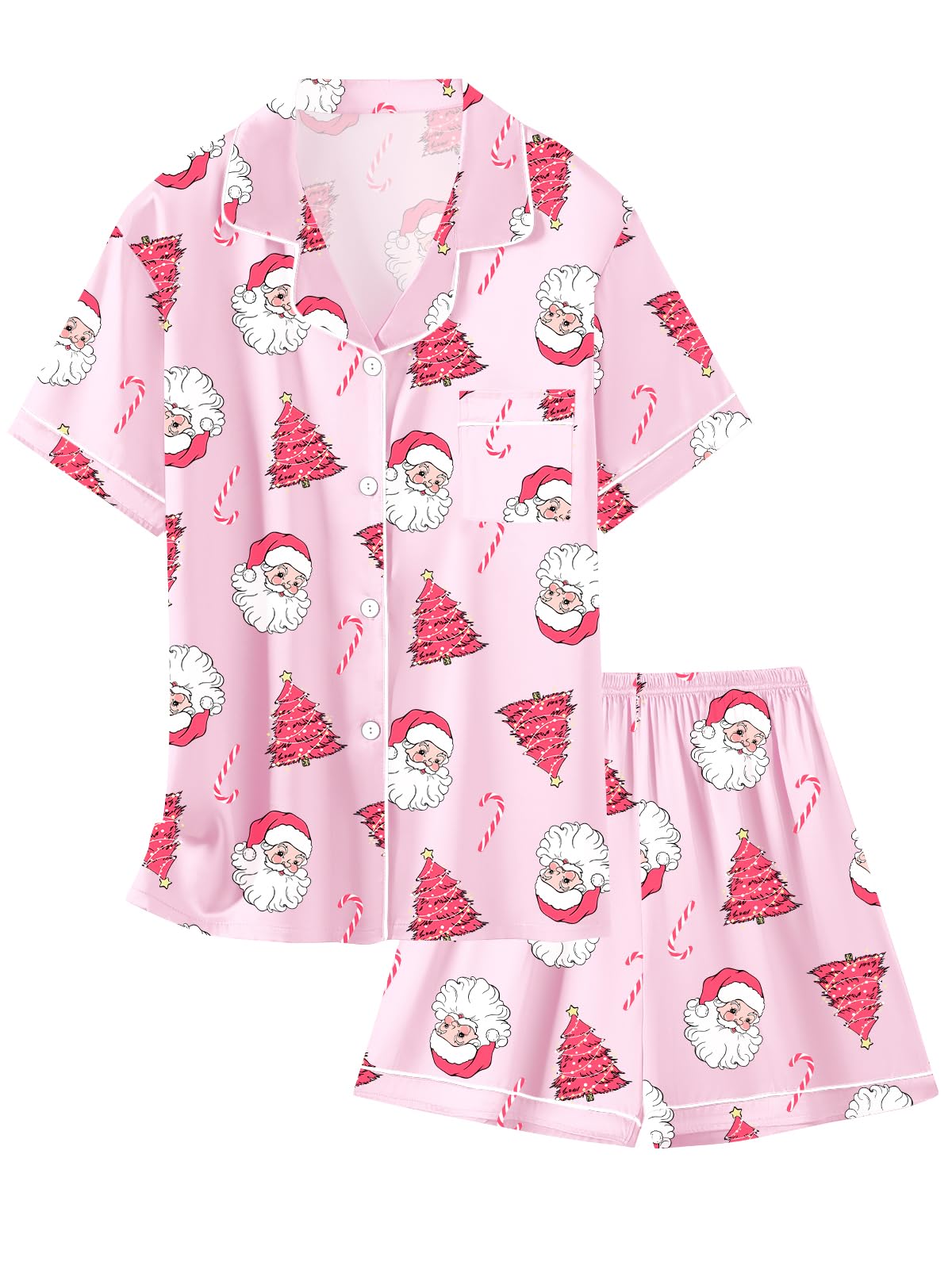 Girls &amp; Womens Satin Pajamas Set, Silk Button-Down Sleepwear 2 Piece Nightwear, 3 Years - Women XXL