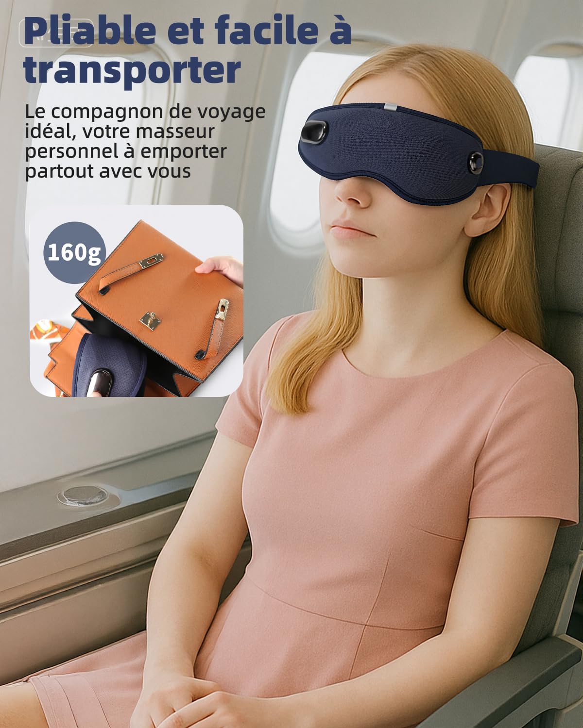 Eye Massager, masque électrique pour les yeux avec chaleur et vibration, masseur de tête pliable à 6 modes pour réduire la fatigue oculaire, soulager les maux de tête, cadeaux pour la famille