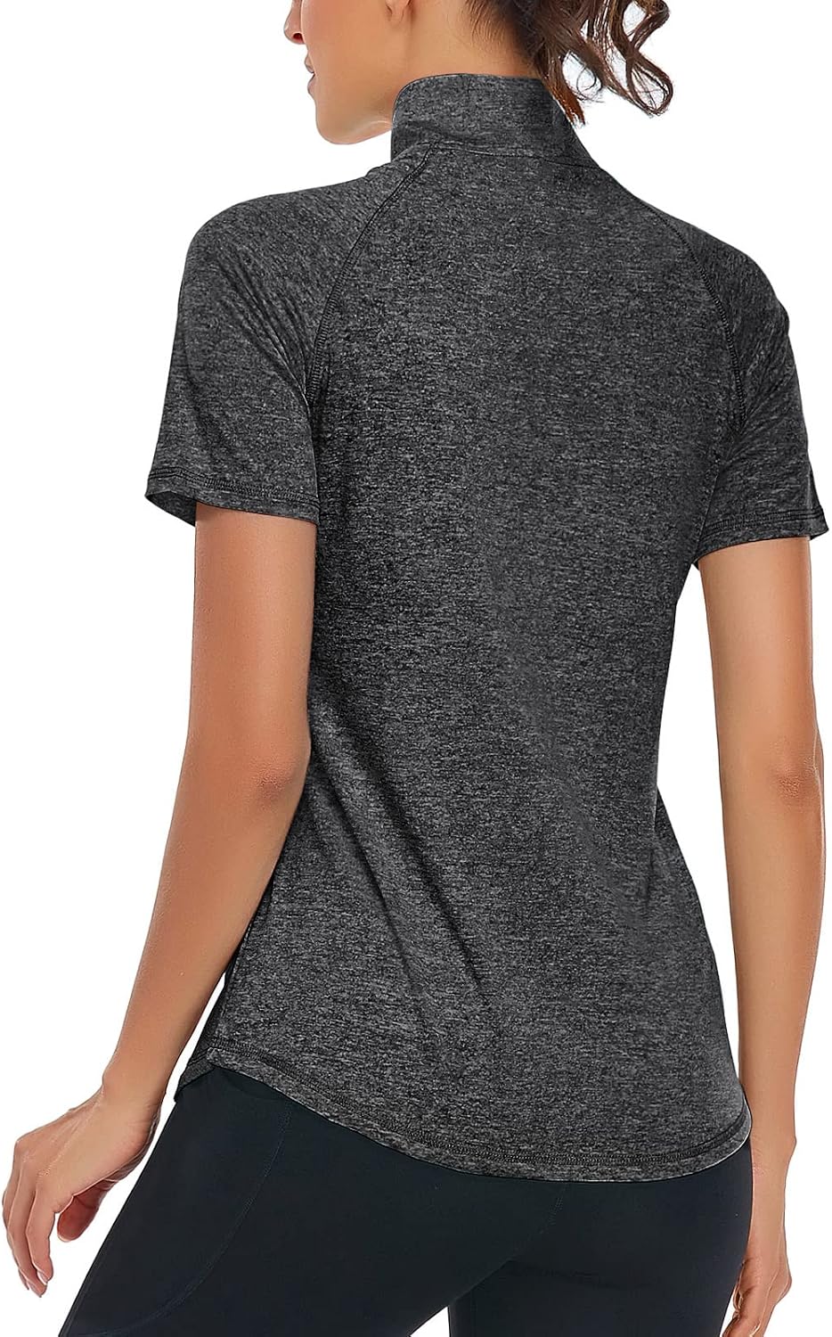 LURANEE Women's Short Sleeve Moisture Wicking Athletic Shirts Quarter Zip Pullover