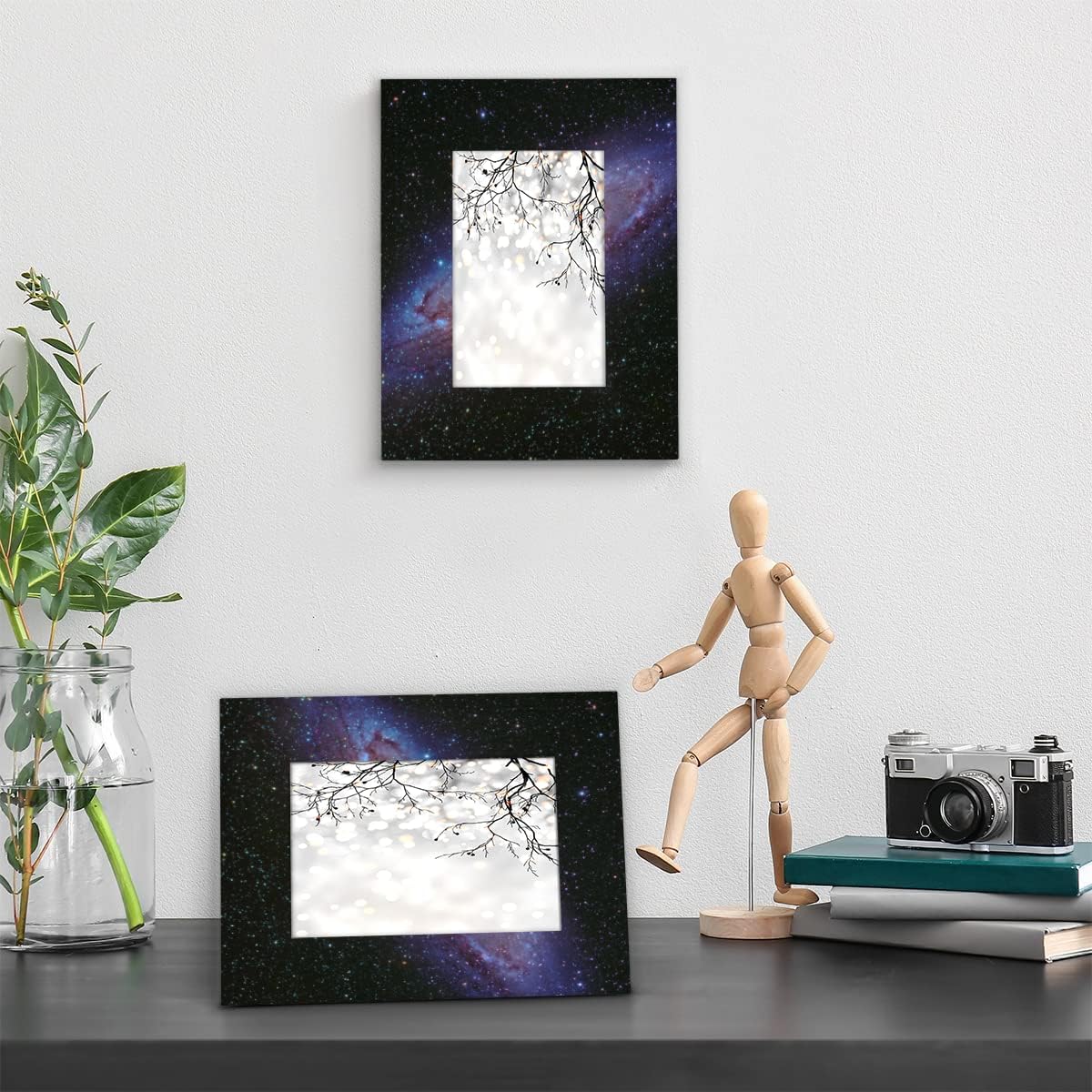 5x7 Picture Frame Galaxy Universe Star Photo Frame for Wall and Tabletop Display Wooden Photo Picture Frame Home Decor