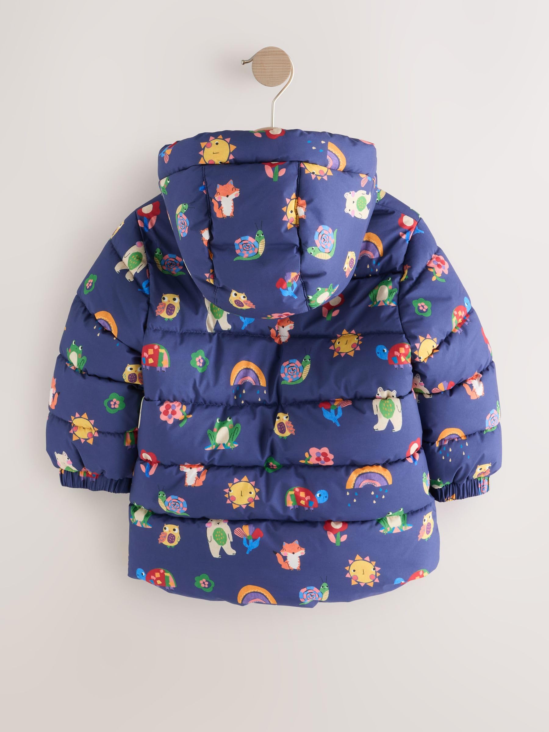 NEXT Ragazza Cappotto impermeabile imbottito con fodera in pile e cappuccio | Bambino, Standard, Zipper, Lavabile in lavatrice
