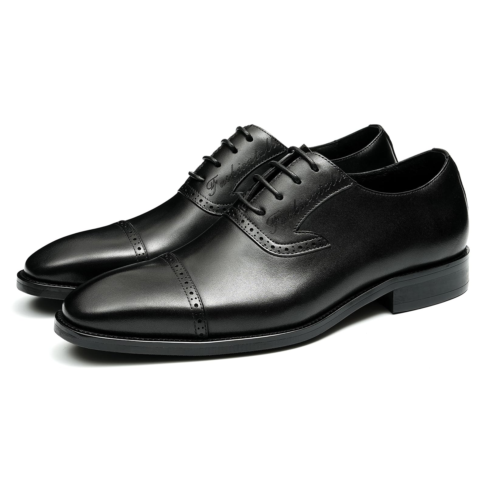 Brogues Oxford Faites à la Main pour Hommes Chaussures de Ville Formelles en Cuir Chaussures Habillées Basses à Lacets