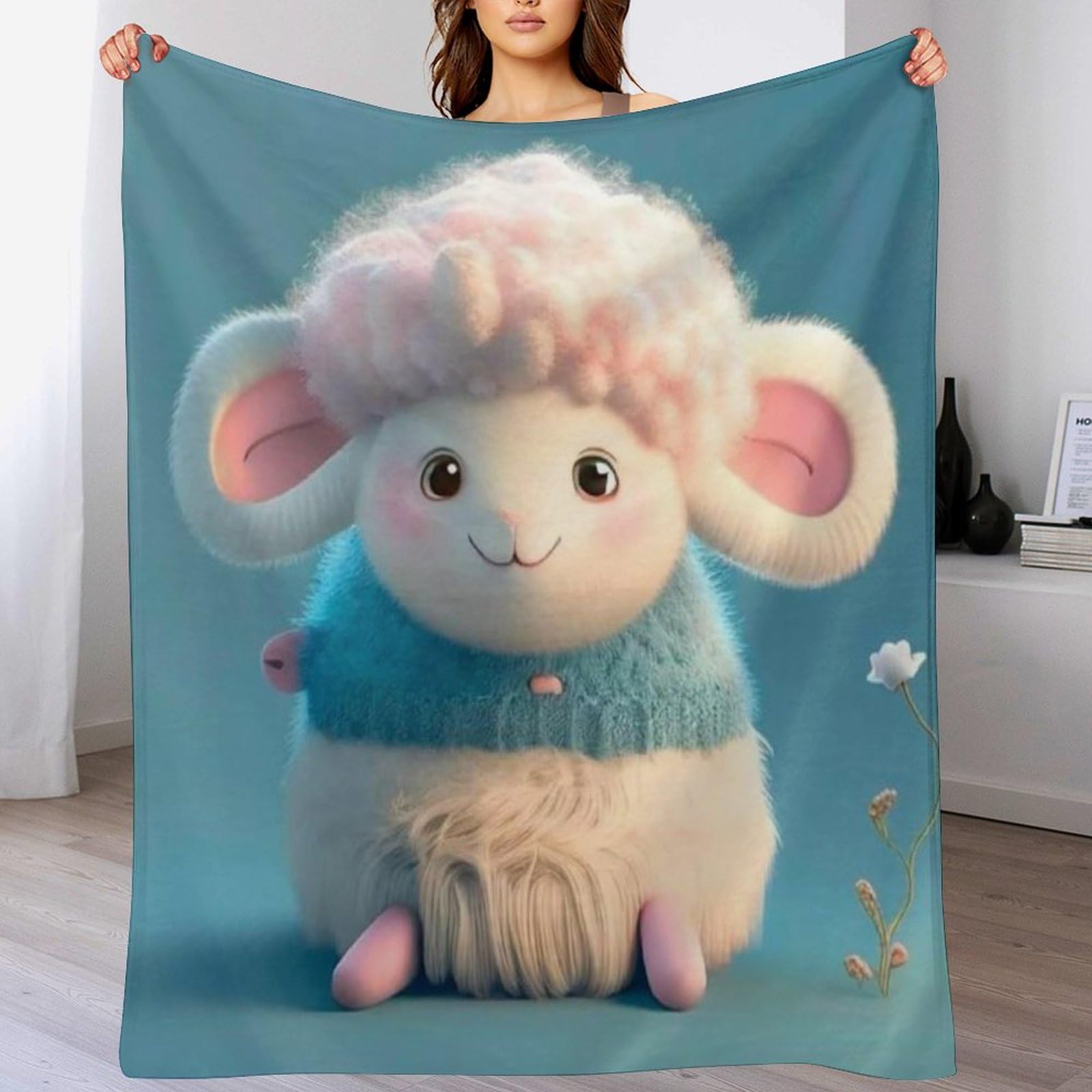Couverture en peluche chaude et douce mouton mignon pour réconforter vos nuits