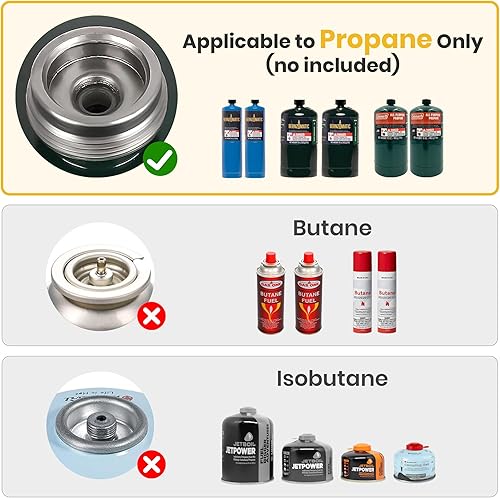 Miniatura 9 de Estufa de campamento de propano plegable de 2 quemadores con bolsa de transporte, quemadores de calor altos ajustables y botón piezoeléctrico