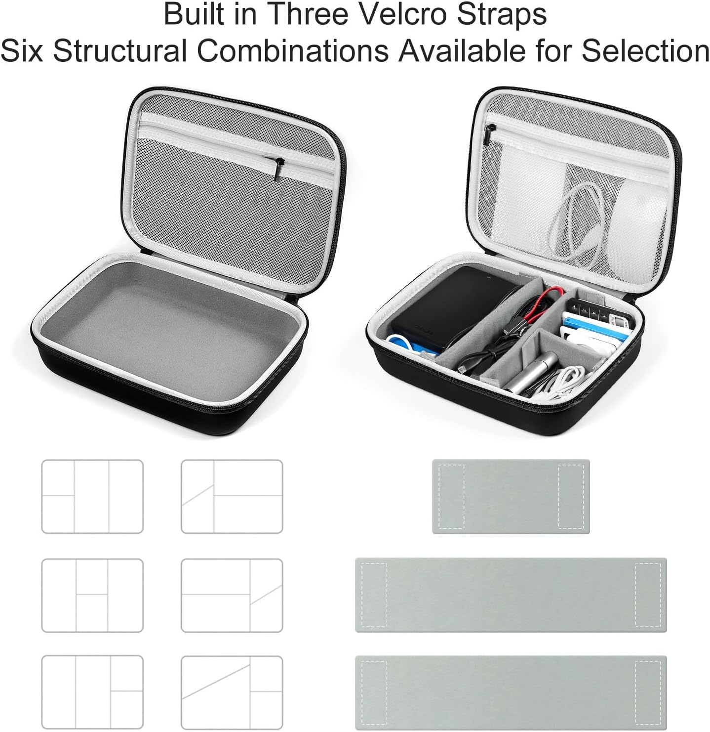 EVA Electronic Accessories Storage Case Large Shockproof Waterproof Storage Bag for Electronics Organizer Portable Cable Storage Bag for Travel or Work (Black, Double Layer)